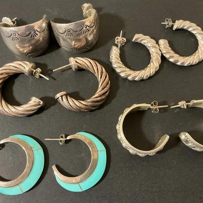 Sterling Silver Hoop Earrings Lot 