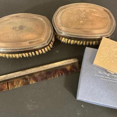 Weighted Alvin Sterling Set Of Two Brushed And Comb 