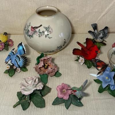 Lenox Serenade Vase & Bowl, Birds, Butterflies, & Flowers