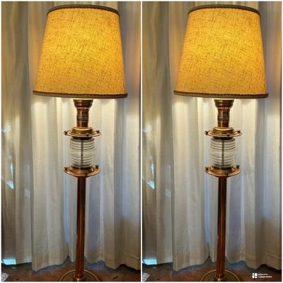 (2) 60” Tall Copper/brass Nautical Style Floor Lamp 