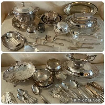 Assorted Silver Plate Items Large Lot