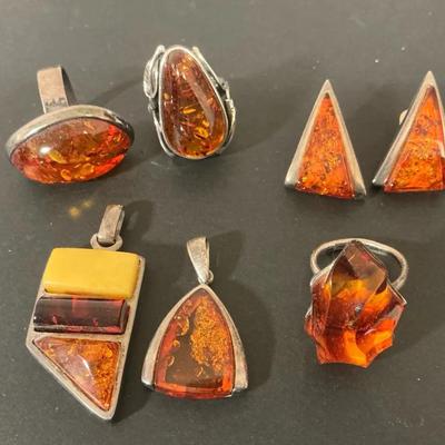 Sterling Silver With Multicolor Amber 