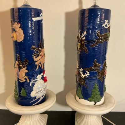 20” Tall Electrified Christmas Glass Candles