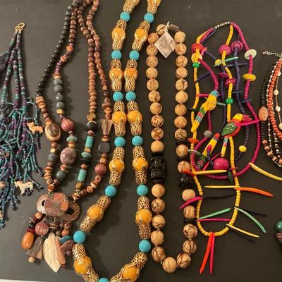 Costume Jewelry Including Natural Stones, Sterling, Wood And Shells 