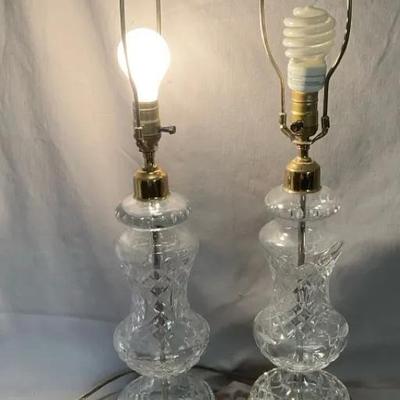 Vintage Waterford Irish Crystal Pair Of Lamps