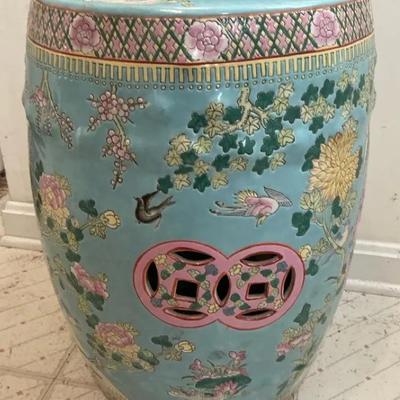 Asian Painted Small Ceramic Side Table 