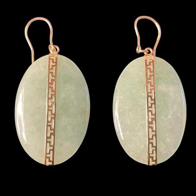 14k Gold Jade Earrings 