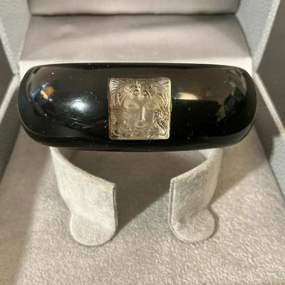 Lalique Arethuse Black Crystal Cuff Bracelet With “masque De Femme” Motif 