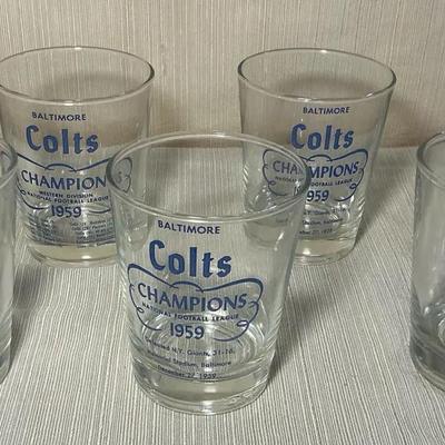 Baltimore Colts Champions NFL 1959 Drinking Glasses Set of 7