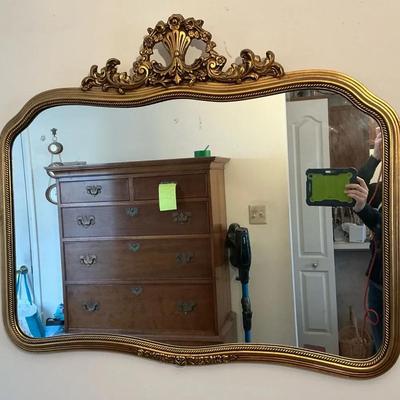 Ornate Gold Wood Frame Wall Mirror 32.25"h x 38.25"w