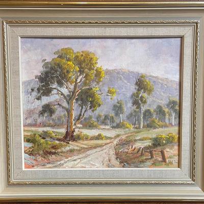 Carol Linton “Toward Trout Farm Past Bright” (1983) Original Oil Painting, Framed