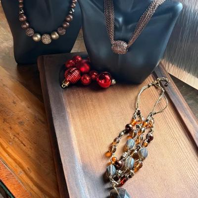 Copper-toned 3-piece Necklace Set 