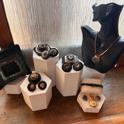 A Little Bit Eclectic: Beaded Clutch With Unique Statement Pieces of Pins and Earrings