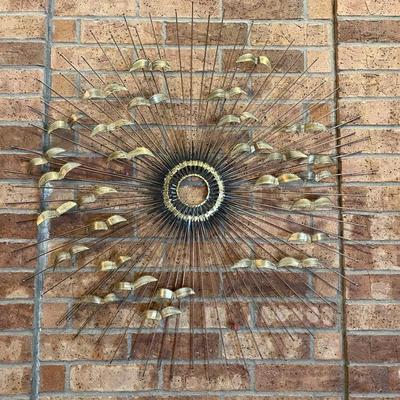Vintage “Birds in Flight Over Sunburst” Metal Wall Sculpture