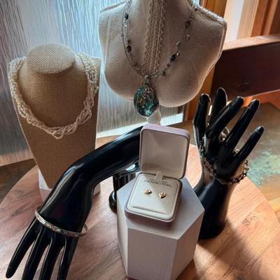 Gifts Of The Sea: Pearls & Abalone; Cultured Pearl Earrings, Abalone Pendant Necklace, Mother of Pea