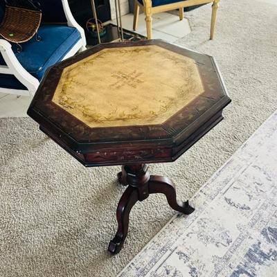  Octagon End table with hand painted too