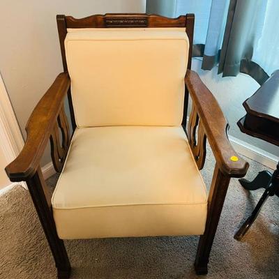 Sale Photo Thumbnail #11: Antique Mahogany Library Chair with Upholstered Cushions