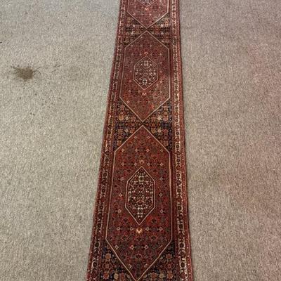 Semi-Antique fine Persian Bidjar runner, hand woven, rare narrow size, approx 2’ x 11’