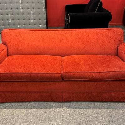 Vintage quality sleep sofa, reupholstered with newer mattress, cleaning stain on one side of seat cushion, 74” x 36” x 29”