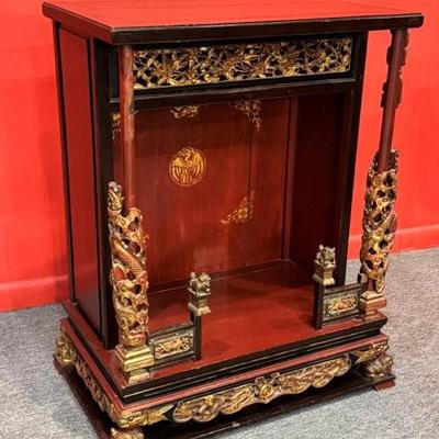 Antique Burmese Buddhist Temple Altar, 21” x 17” x 33 1/2”