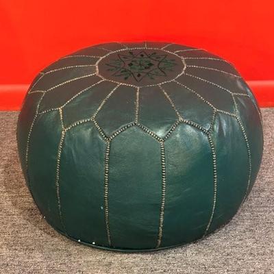 Moroccan leather pouf