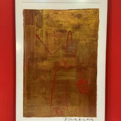 Original signed Roberto De La Renta (Mexican, 20th century) abstract painting, 26 1/2” x 38”