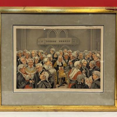 Antique Vanity Fair Supplement “Bench and Bar” chromolithograph illustration by Henry Charles Seppings Wright and published by Vincent...