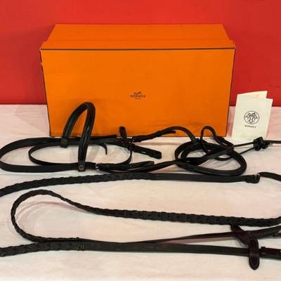Hermes bridle and laced reins in Hermes box