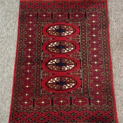 Vintage Afghan Bokhara hand woven wool rug,