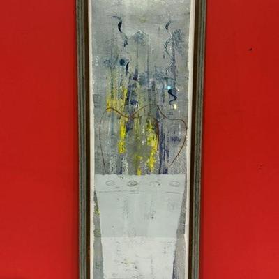 Original signed Roberto De La Renta (Mexican, 20th century) abstract painting, 14” x 37”