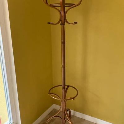 Vintage Sonic Style Bentwood Coat Rack, Hall Tree, Revolving, Spinning Top
