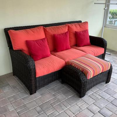 Woven Outdoor Couch W/ Ottoman