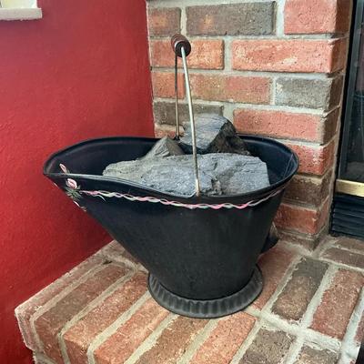 Vintage Painted Ash Coal Bucket