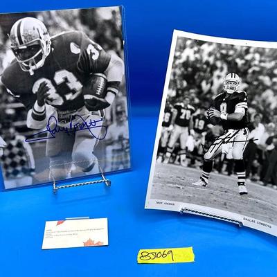 BJ1069 Signed Autographed Pics Of Troy Aikman / Tony Dorsett