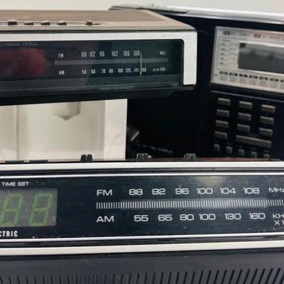 vintage General Electric and Lloyd's clock Radios and a Realistic DX-440 Receiver