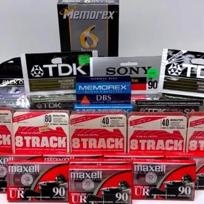 Vintage Unrecorded Audio Cassettes and 8-Track Tape Collection