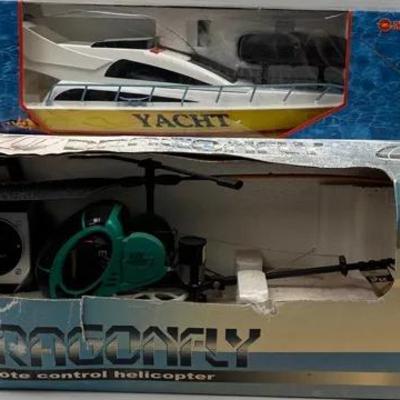  "Fly Dragonfly" Remote Control Helicopter and "Yacht" Remote Control Boat.