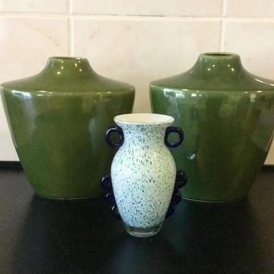 Earthenware Dakota Vases And Murano Glass Vase