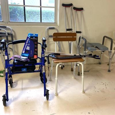 Large Medical Equipment Lot/Walkers, Canes, Crutches And More…