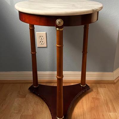 Mahogany Marble Top Plant Stand