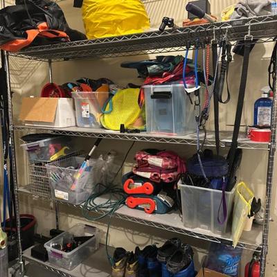 Garage full of sports equipment