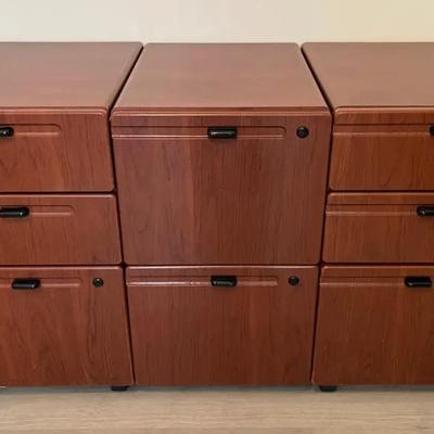 Bush Business Furniture Mobile Wood File Cabinets, featuring Three Matching Units