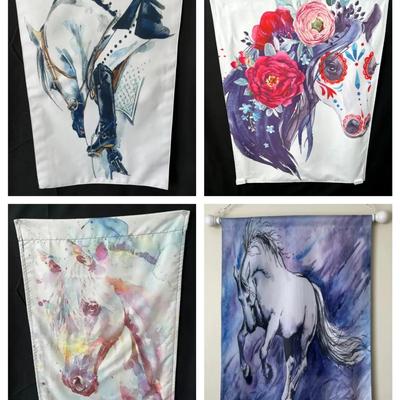 Horse-Themed Decorative Tapestries & Flags Collection