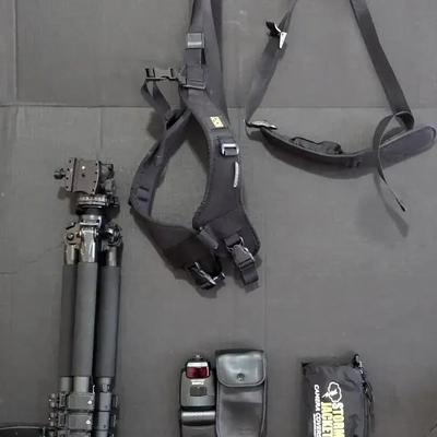 Camera Support & Accessory Collection, featuring Canon Speedlite 420EX and Tripod