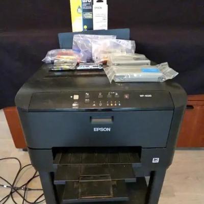 Epson Workforce WP-4020 Wireless Color Inkjet Printer with Ink & Printer Stand