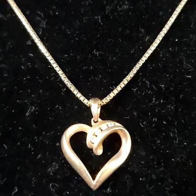 14K Diamond Heart Necklace 