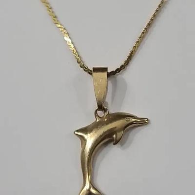 14K Gold Dolphin Necklace 
