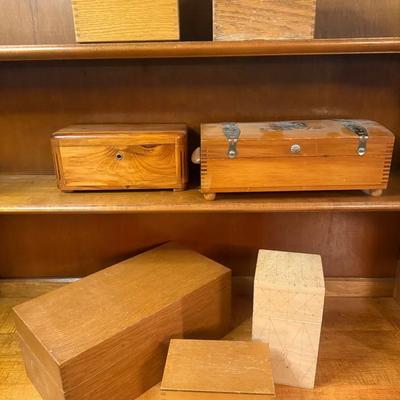 Variety of vintage wooden boxes