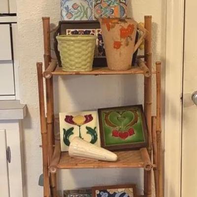 Bamboo shelf and decorative tiles