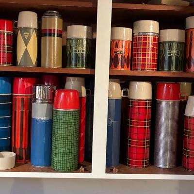 Collection of vintage vacuum flasks